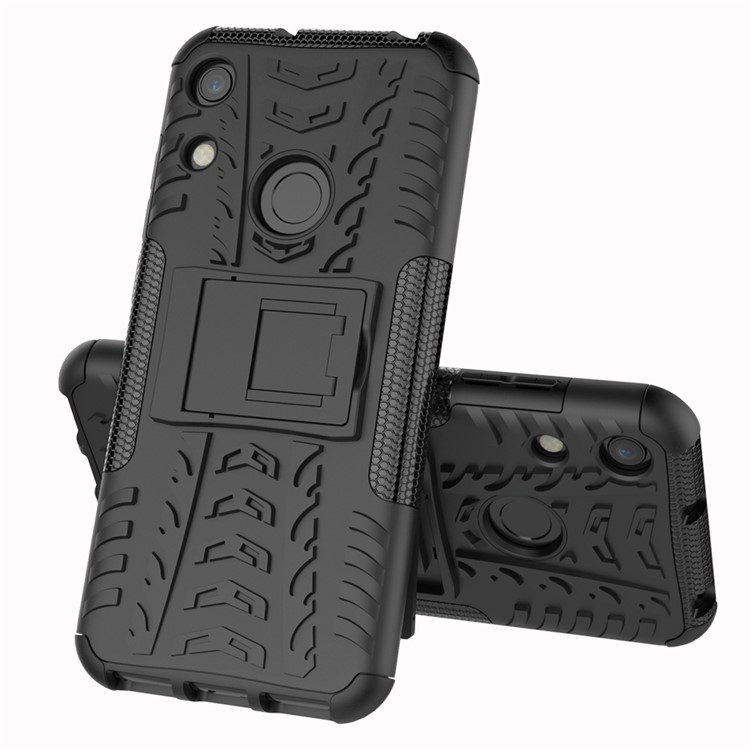 Anti-slip PC + TPU Hybrid Case with Kickstand for Huawei Honor 8A / Y6 (2019, with Fingerprint Sensor) / Y6 Prime (2019) - Black-8