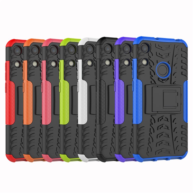 Anti-slip PC + TPU Hybrid Case with Kickstand for Huawei Honor 8A / Y6 (2019, with Fingerprint Sensor) / Y6 Prime (2019) - Black-9