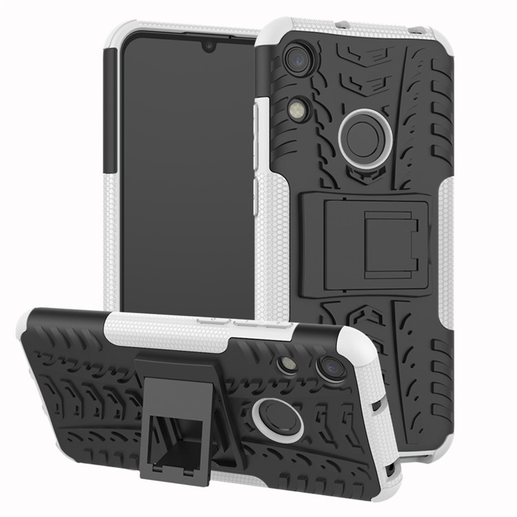 Anti-slip PC + TPU Hybrid Case with Kickstand for Huawei Honor 8A / Y6 (2019, with Fingerprint Sensor) / Y6 Prime (2019) - White-1