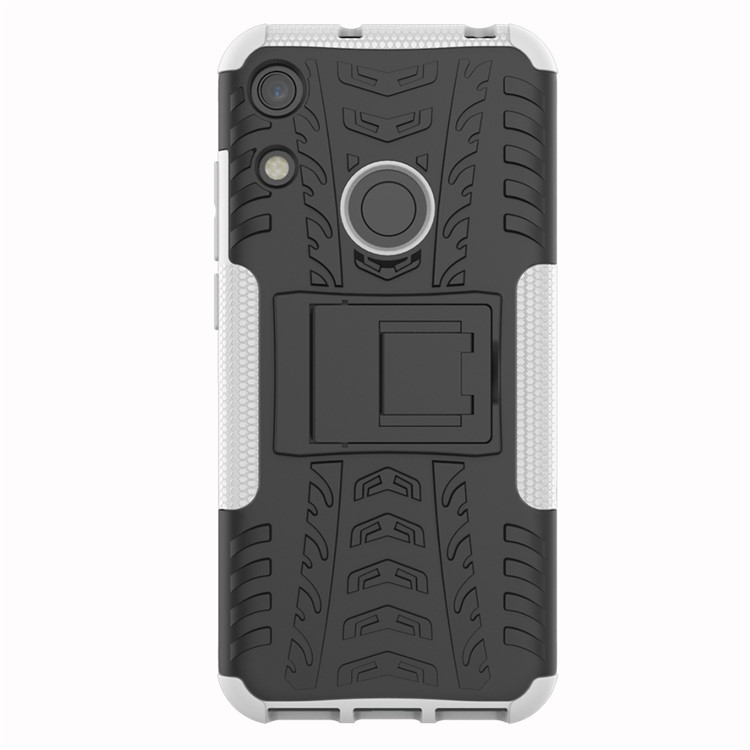 Anti-slip PC + TPU Hybrid Case Con Kickstand Para Huawei Honor 8a / Y6 (2019, Con Sensor de Huellas Digitales) / Y6 Prime (2019) - Blanco-2