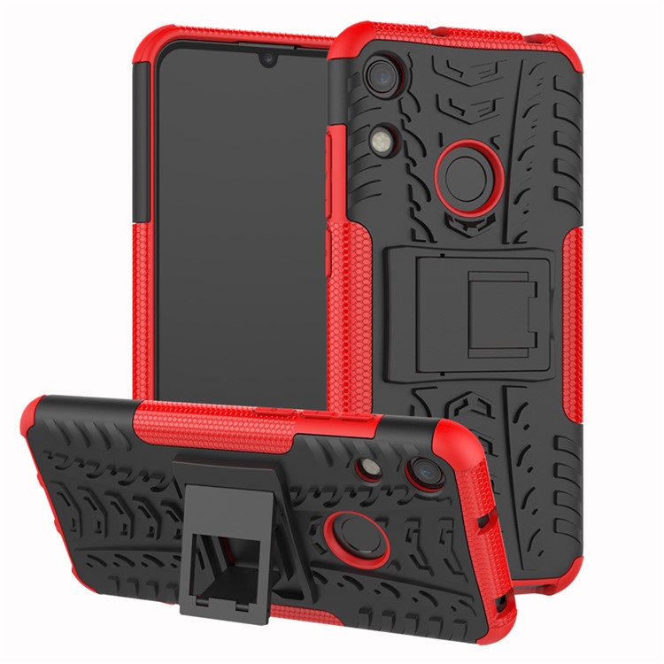 Anti-slip PC + TPU Hybrid Case with Kickstand for Huawei Honor 8A / Y6 (2019, with Fingerprint Sensor) / Y6 Prime (2019) - Red-1