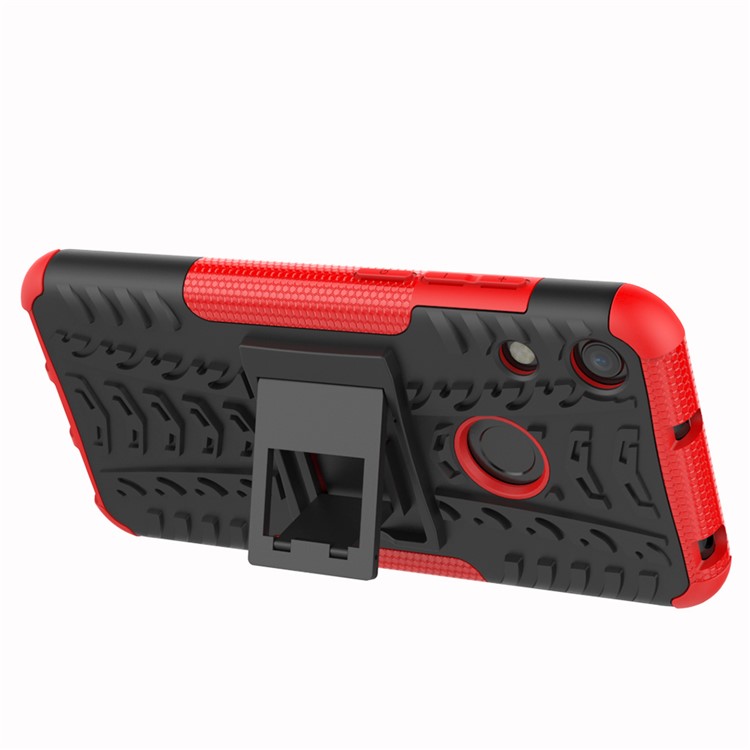 Anti-slip PC + TPU Hybrid Case with Kickstand for Huawei Honor 8A / Y6 (2019, with Fingerprint Sensor) / Y6 Prime (2019) - Red-4