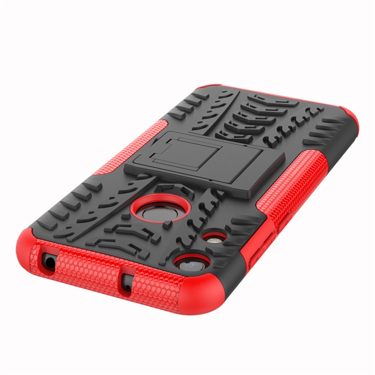 Anti-slip PC + TPU Hybrid Case with Kickstand for Huawei Honor 8A / Y6 (2019, with Fingerprint Sensor) / Y6 Prime (2019) - Red-6