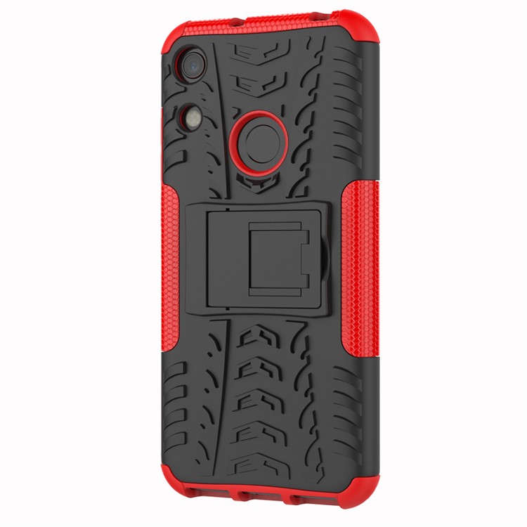 Anti-slip PC + TPU Hybrid Case with Kickstand for Huawei Honor 8A / Y6 (2019, with Fingerprint Sensor) / Y6 Prime (2019) - Red-7