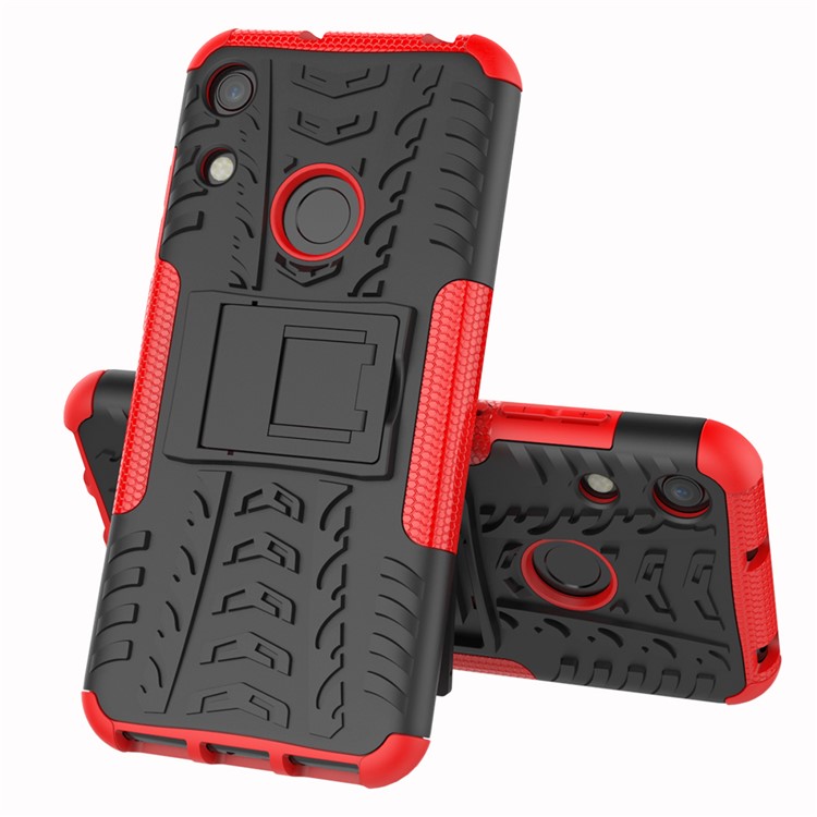 Anti-slip PC + TPU Hybrid Case with Kickstand for Huawei Honor 8A / Y6 (2019, with Fingerprint Sensor) / Y6 Prime (2019) - Red-8