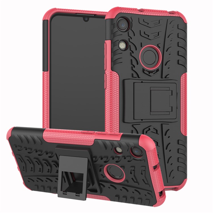 Anti-slip PC + TPU Hybrid Case with Kickstand for Huawei Honor 8A / Y6 (2019, with Fingerprint Sensor) / Y6 Prime (2019) - Rose-1