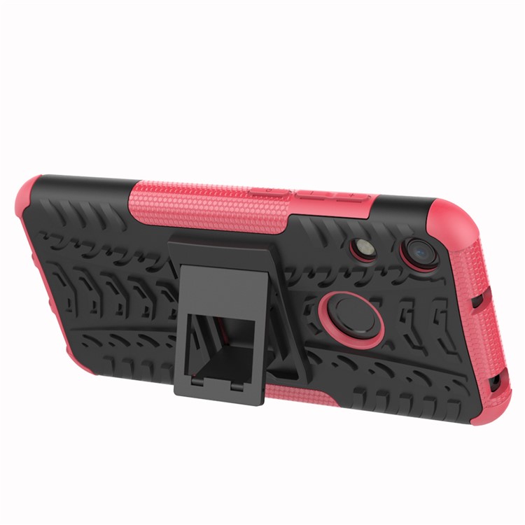 Anti-slip PC + TPU Hybrid Case with Kickstand for Huawei Honor 8A / Y6 (2019, with Fingerprint Sensor) / Y6 Prime (2019) - Rose-4