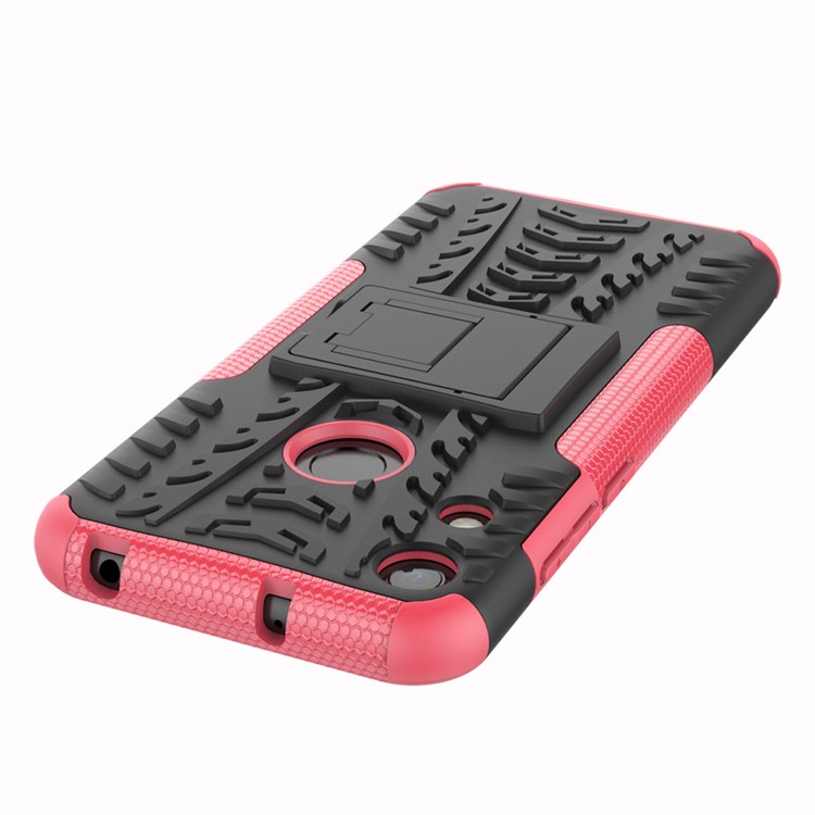 Anti-slip PC + TPU Hybrid Case with Kickstand for Huawei Honor 8A / Y6 (2019, with Fingerprint Sensor) / Y6 Prime (2019) - Rose-6