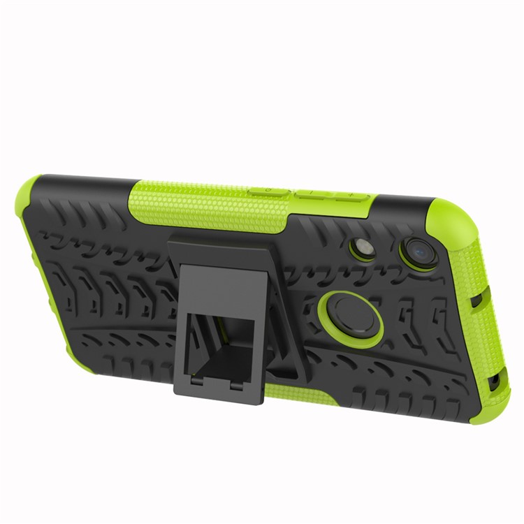 Anti-slip PC + TPU Hybrid Case with Kickstand for Huawei Honor 8A / Y6 (2019, with Fingerprint Sensor) / Y6 Prime (2019) - Green-4