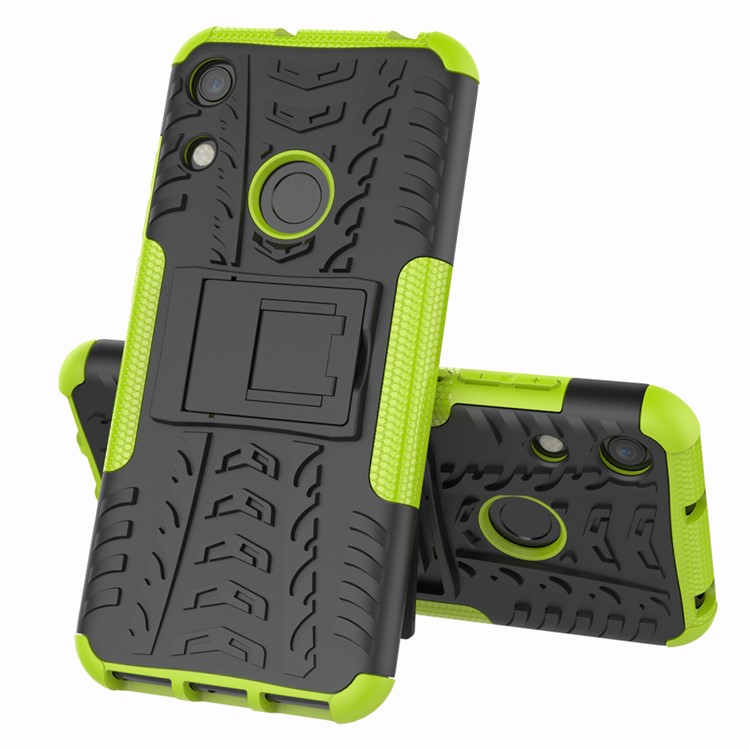Anti-slip PC + TPU Hybrid Case with Kickstand for Huawei Honor 8A / Y6 (2019, with Fingerprint Sensor) / Y6 Prime (2019) - Green-8