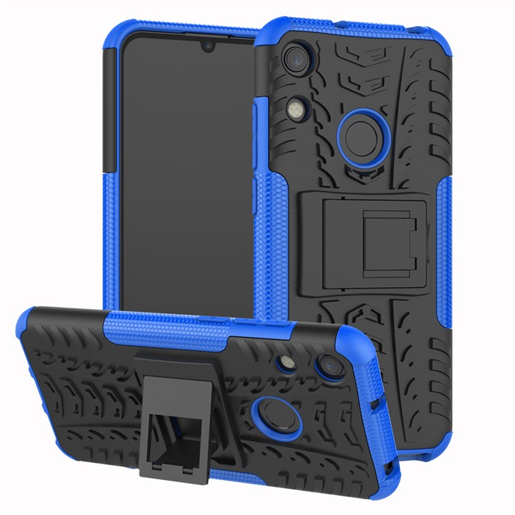 Anti-slip PC + TPU Hybrid Case with Kickstand for Huawei Honor 8A / Y6 (2019, with Fingerprint Sensor) / Y6 Prime (2019) - Blue-1