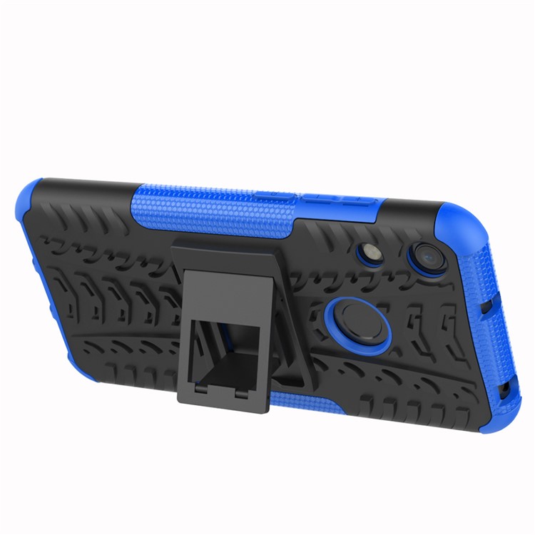 Anti-slip PC + TPU Hybrid Case with Kickstand for Huawei Honor 8A / Y6 (2019, with Fingerprint Sensor) / Y6 Prime (2019) - Blue-4