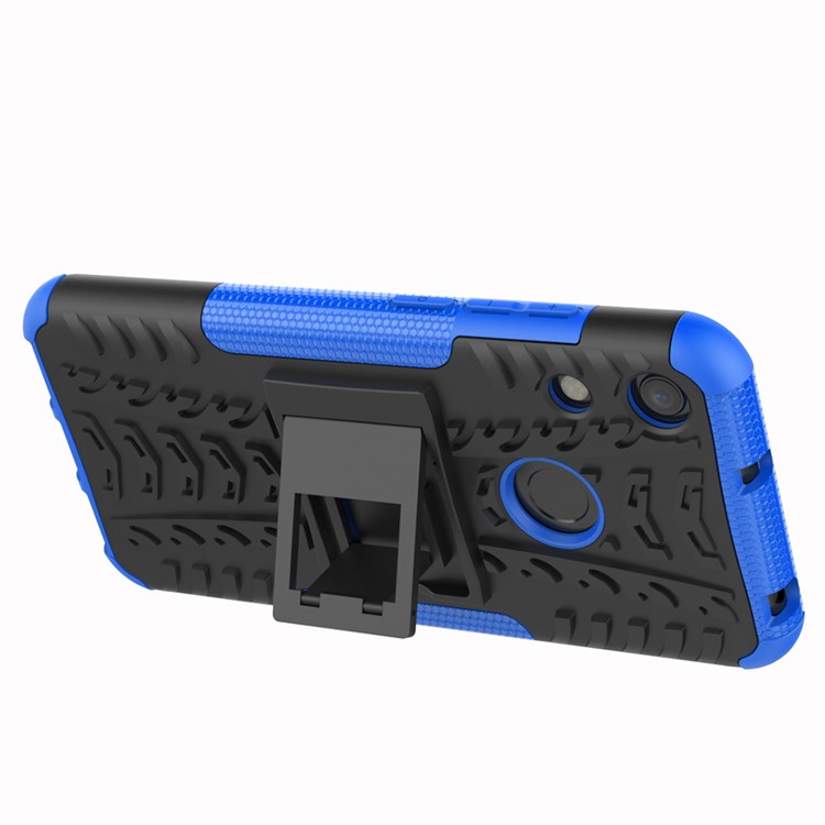 Caso Híbrido Anti-slip PC + TPU Com Kickstand Para Huawei Honor 8a / Y6 (2019, Com Sensor de Impressão Digital) / Y6 Prime (2019) - Azul-4