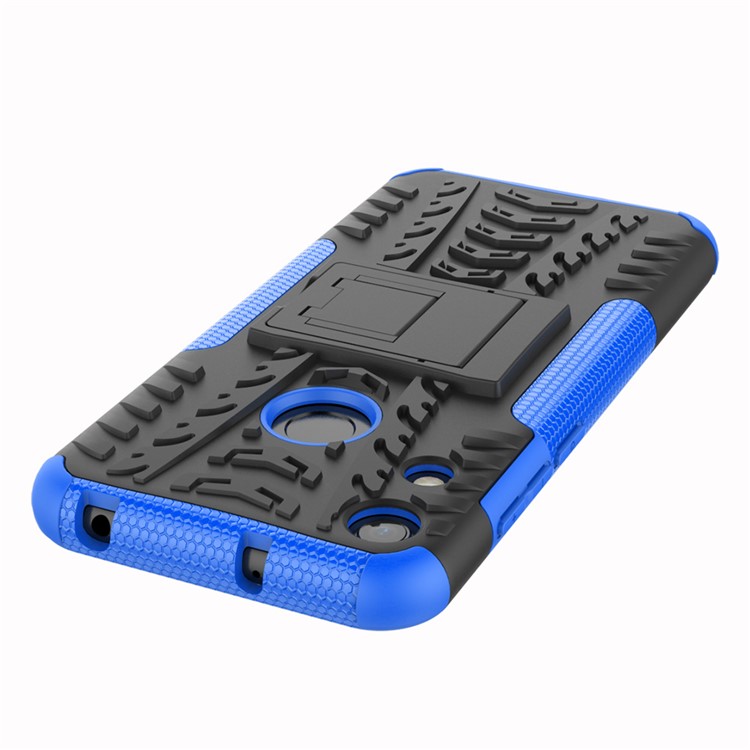 Caso Híbrido Anti-slip PC + TPU Com Kickstand Para Huawei Honor 8a / Y6 (2019, Com Sensor de Impressão Digital) / Y6 Prime (2019) - Azul-6