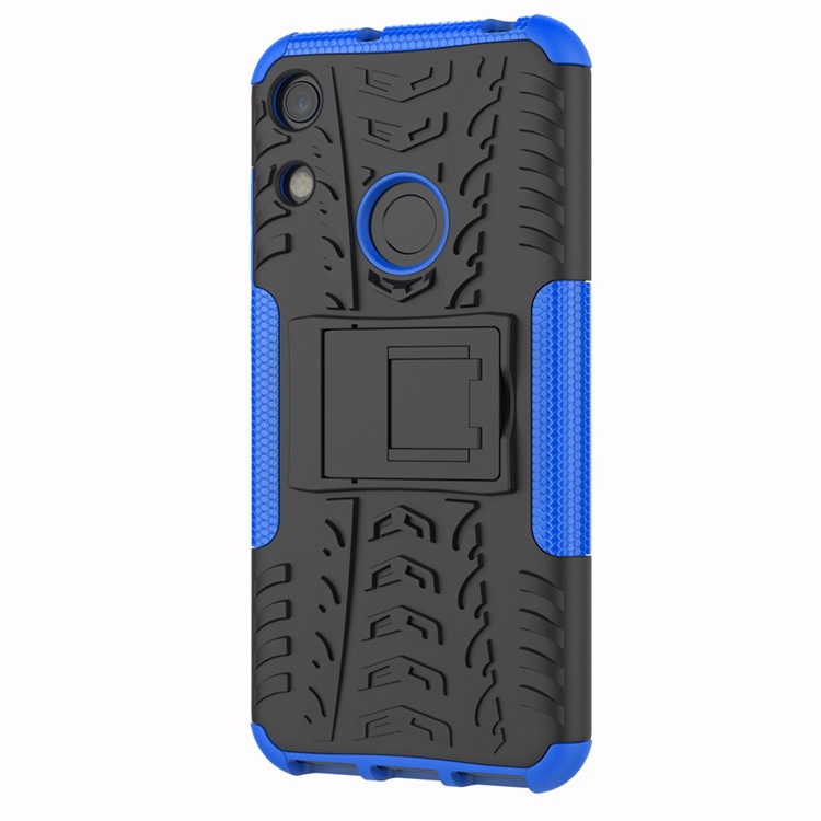 Caso Híbrido Anti-slip PC + TPU Com Kickstand Para Huawei Honor 8a / Y6 (2019, Com Sensor de Impressão Digital) / Y6 Prime (2019) - Azul-7