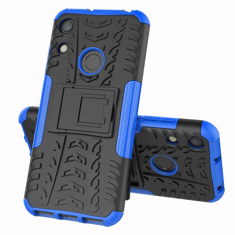 Caso Híbrido Anti-slip PC + TPU Com Kickstand Para Huawei Honor 8a / Y6 (2019, Com Sensor de Impressão Digital) / Y6 Prime (2019) - Azul-8