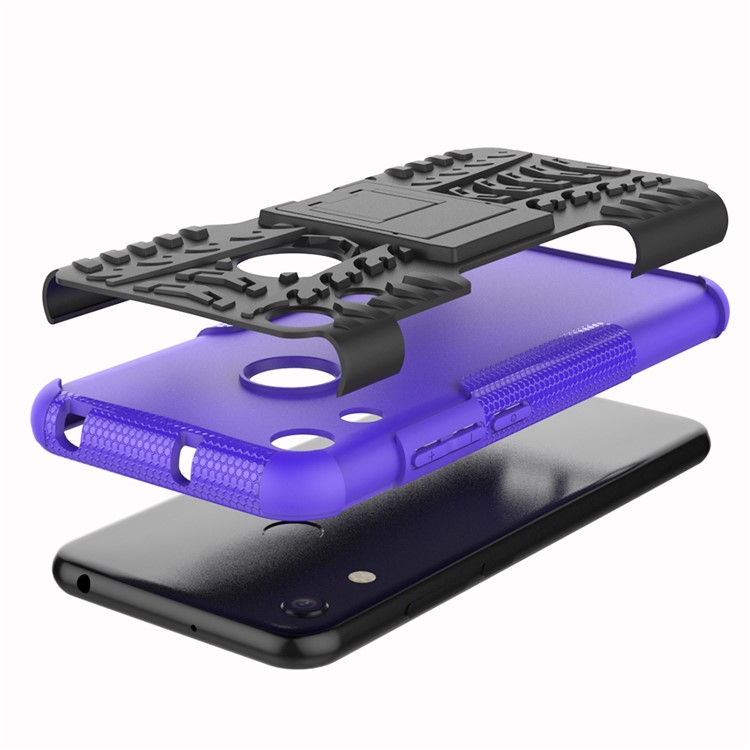 Anti-slip PC + TPU Hybrid Case with Kickstand for Huawei Honor 8A / Y6 (2019, with Fingerprint Sensor) / Y6 Prime (2019) - Purple-5