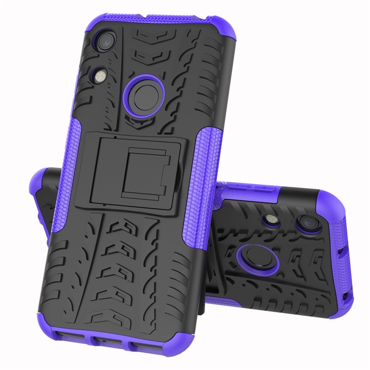 Anti-slip PC + TPU Hybrid Case with Kickstand for Huawei Honor 8A / Y6 (2019, with Fingerprint Sensor) / Y6 Prime (2019) - Purple-8