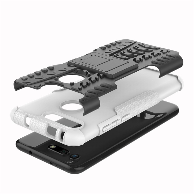Anti-slip PC + TPU Hybrid Case with Kickstand for Huawei Honor View 20 / V20 - White-9