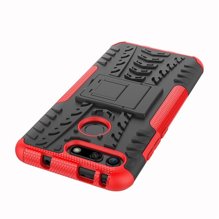 Anti-slip PC + TPU Hybrid Case with Kickstand for Huawei Honor View 20 / V20 - Red-3