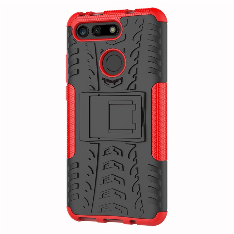 Anti-slip PC + TPU Hybrid Case with Kickstand for Huawei Honor View 20 / V20 - Red-4