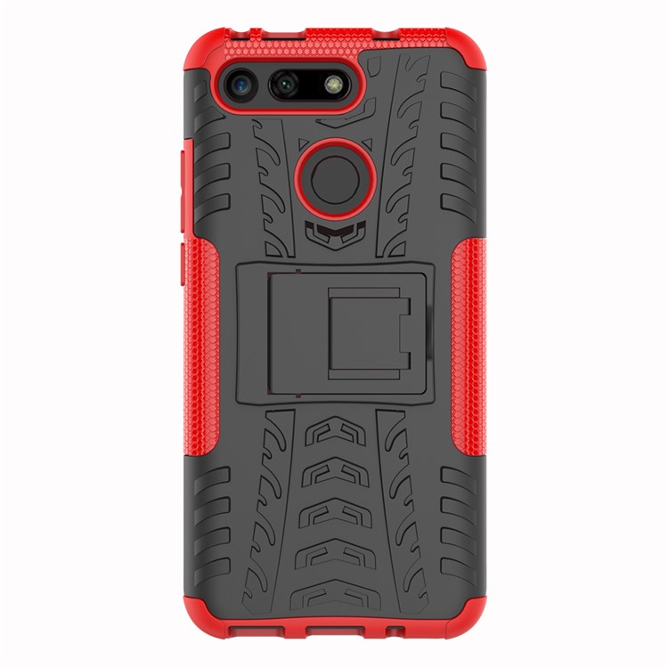 Anti-slip PC + TPU Hybrid Case with Kickstand for Huawei Honor View 20 / V20 - Red-5