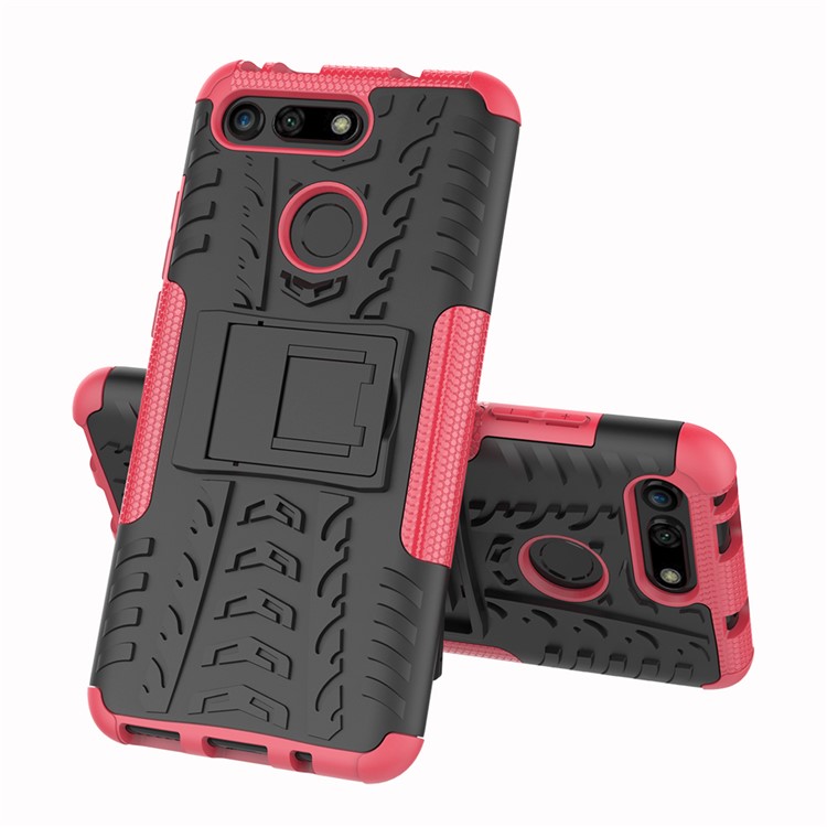 Anti-slip PC + TPU Hybrid Case with Kickstand for Huawei Honor View 20 / V20 - Pink-2