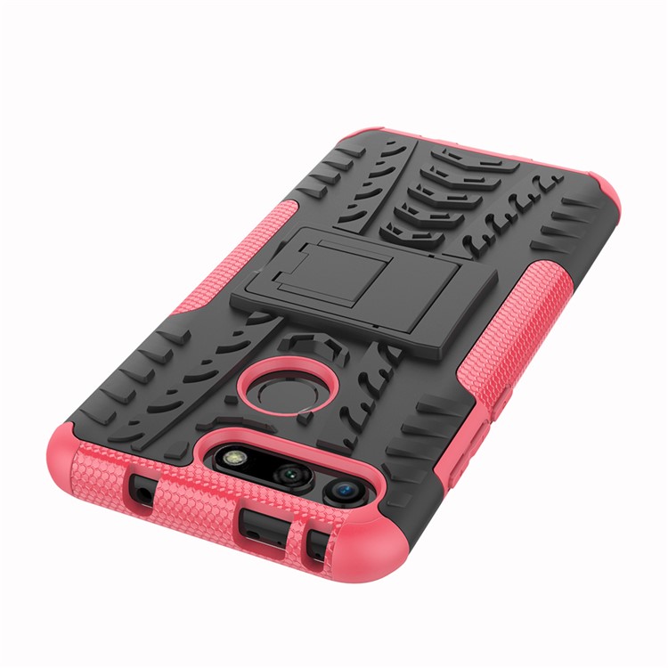 Anti-slip PC + TPU Hybrid Case with Kickstand for Huawei Honor View 20 / V20 - Pink-3