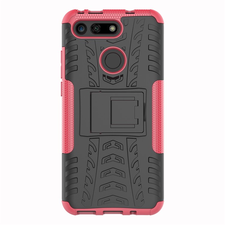 Anti-slip PC + TPU Hybrid Case with Kickstand for Huawei Honor View 20 / V20 - Pink-5