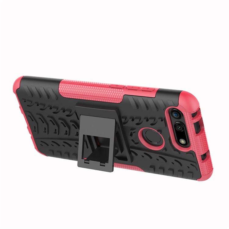 Anti-slip PC + TPU Hybrid Case with Kickstand for Huawei Honor View 20 / V20 - Pink-7