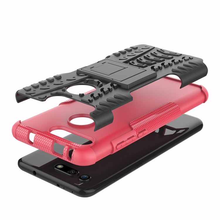 Anti-slip PC + TPU Hybrid Case with Kickstand for Huawei Honor View 20 / V20 - Pink-8