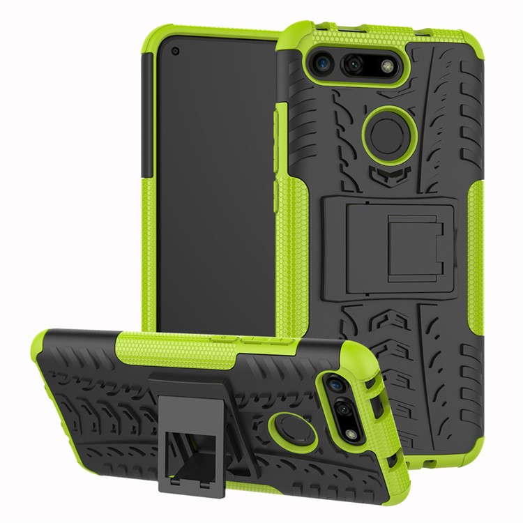 Anti-slip PC + TPU Hybrid Case with Kickstand for Huawei Honor View 20 / V20 - Green-1