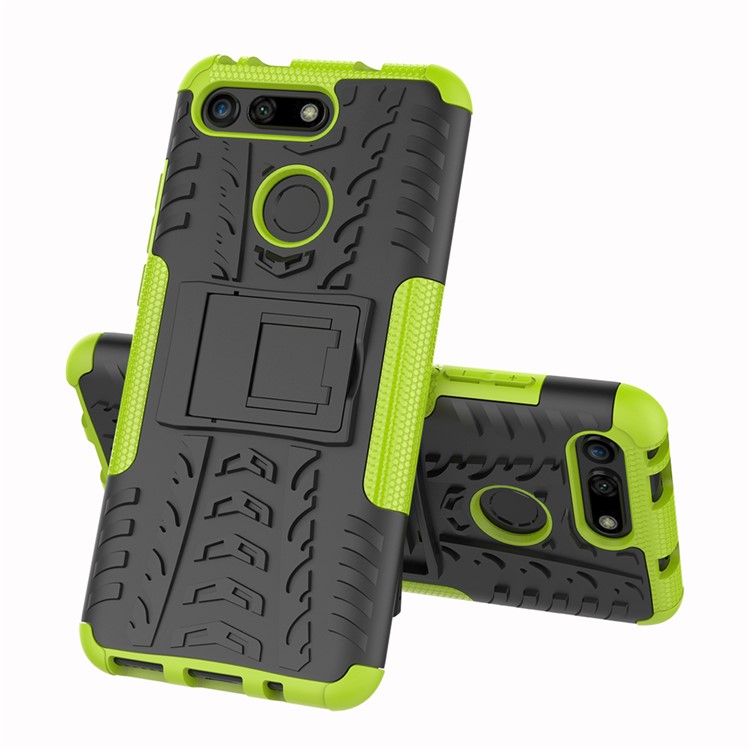 Anti-slip PC + TPU Hybrid Case with Kickstand for Huawei Honor View 20 / V20 - Green-2