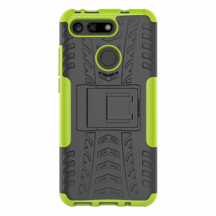 Anti-slip PC + TPU Hybrid Case with Kickstand for Huawei Honor View 20 / V20 - Green-5