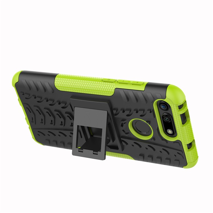 Anti-slip PC + TPU Hybrid Case with Kickstand for Huawei Honor View 20 / V20 - Green-6