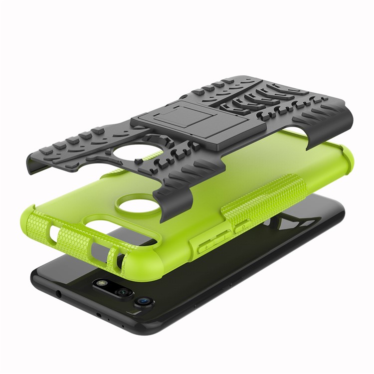 Anti-slip PC + TPU Hybrid Case with Kickstand for Huawei Honor View 20 / V20 - Green-7