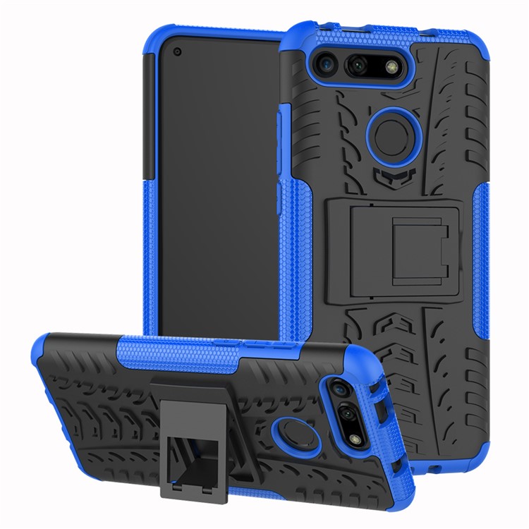 Anti-slip PC + TPU Hybrid Case with Kickstand for Huawei Honor View 20 / V20 - Blue-1