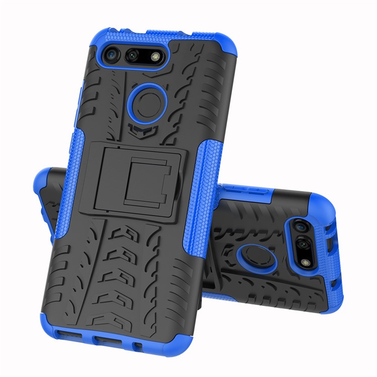 Anti-slip PC + TPU Hybrid Case with Kickstand for Huawei Honor View 20 / V20 - Blue-2