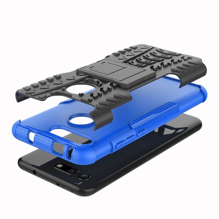 Anti-slip PC + TPU Hybrid Case with Kickstand for Huawei Honor View 20 / V20 - Blue-8