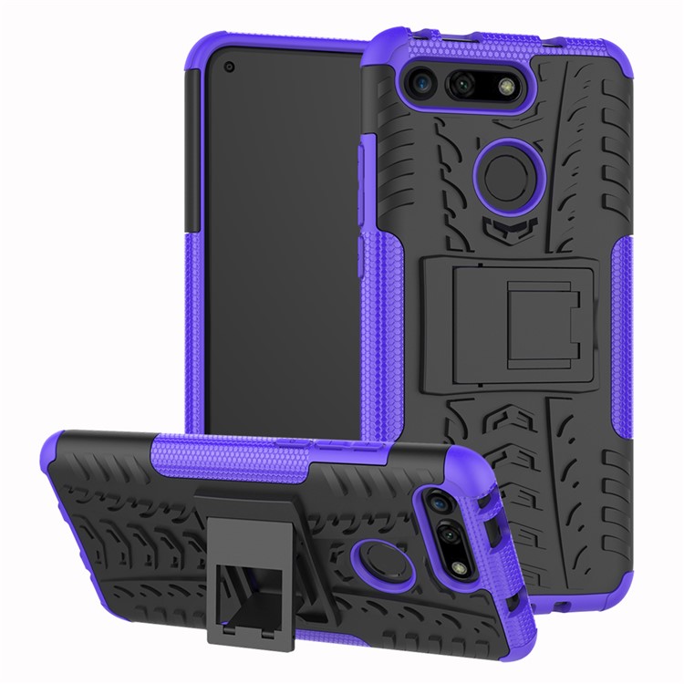 Anti-slip PC + TPU Hybrid Case with Kickstand for Huawei Honor View 20 / V20 - Purple-1