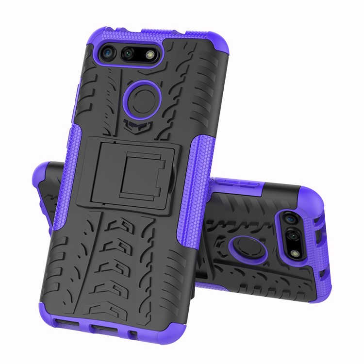 Anti-slip PC + TPU Hybrid Case with Kickstand for Huawei Honor View 20 / V20 - Purple-2