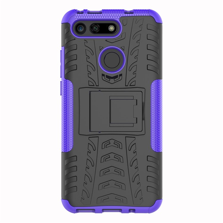 Anti-slip PC + TPU Hybrid Case with Kickstand for Huawei Honor View 20 / V20 - Purple-6