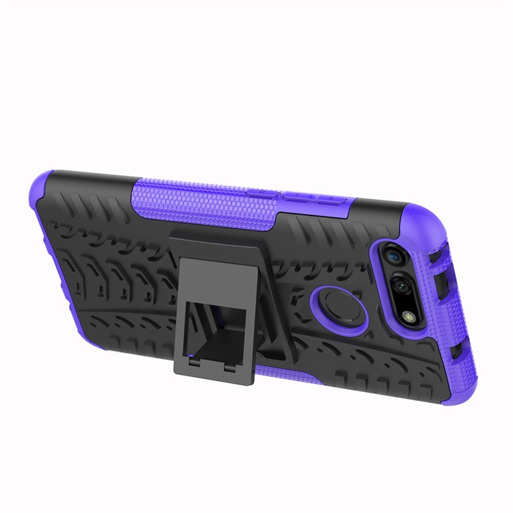 Anti-slip PC + TPU Hybrid Case with Kickstand for Huawei Honor View 20 / V20 - Purple-8