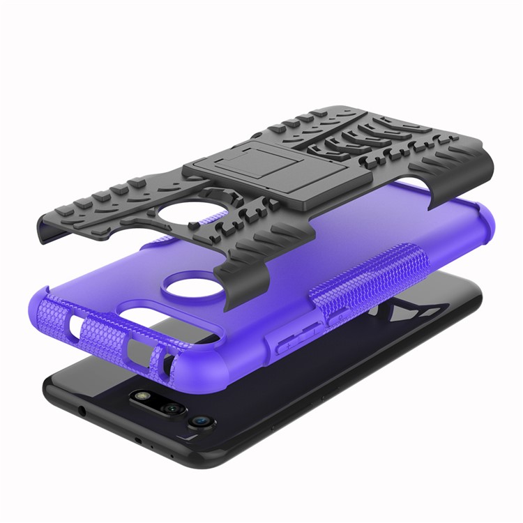 Anti-slip PC + TPU Hybrid Case with Kickstand for Huawei Honor View 20 / V20 - Purple-9