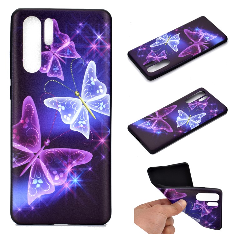 Pattern Printing Flexible TPU Gel Protection Cover for Huawei P30 Pro - Translucent Butterflies-1