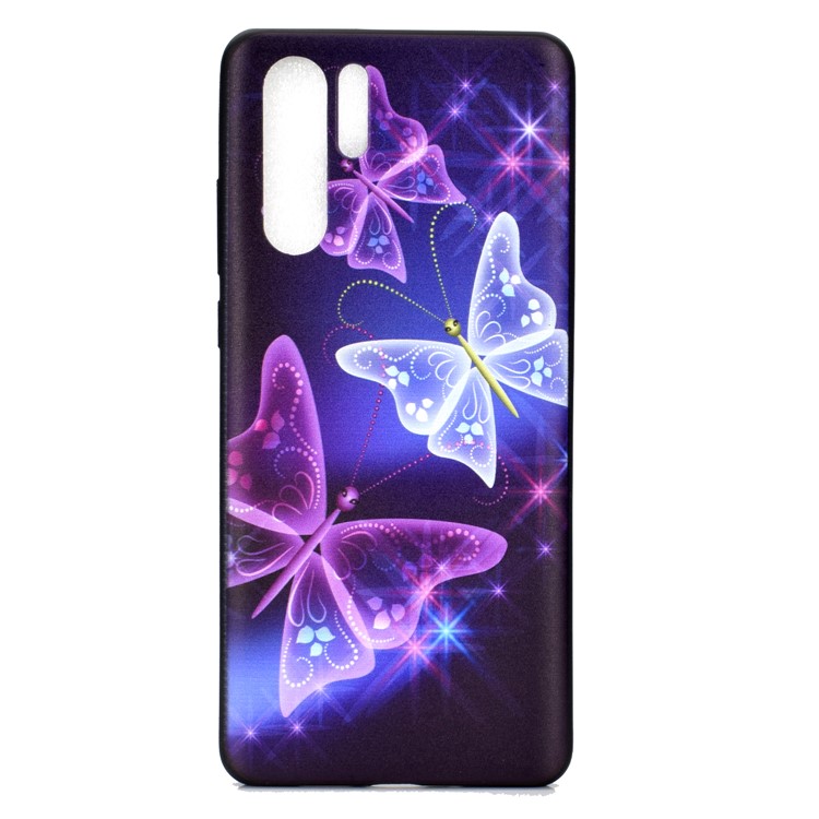 Pattern Printing Flexible TPU Gel Protection Cover for Huawei P30 Pro - Translucent Butterflies-2