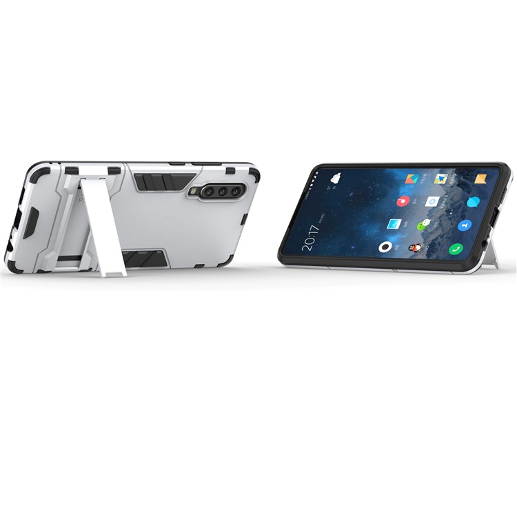 Plastic + TPU Hybrid Case with Kickstand for Huawei P30 - Silver-4
