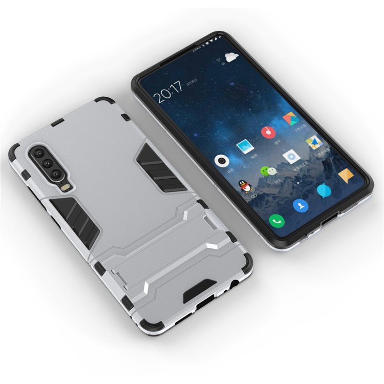 Plastic + TPU Hybrid Case with Kickstand for Huawei P30 - Silver-5