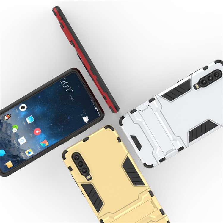 Plastic + TPU Hybrid Case with Kickstand for Huawei P30 - Silver-6