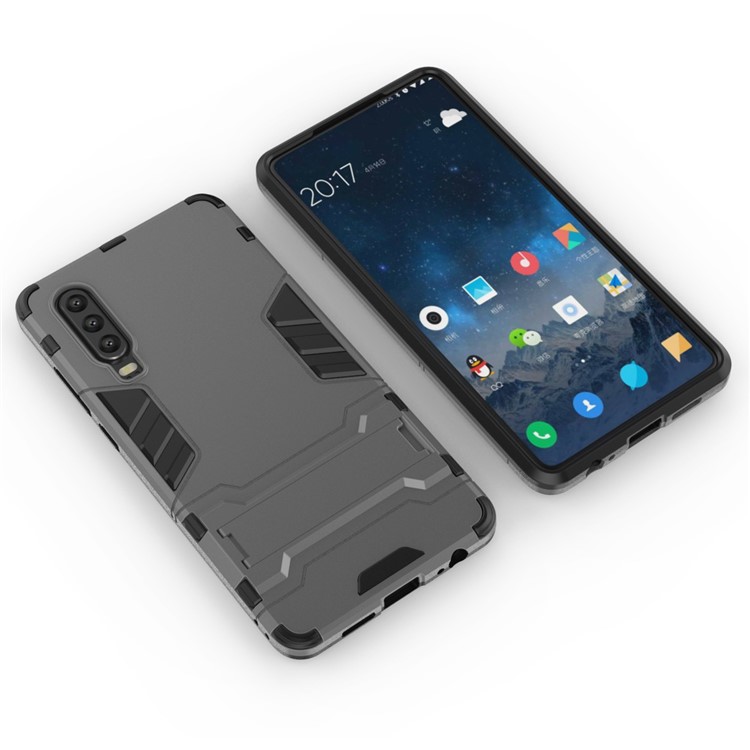 Plastic + TPU Hybrid Case with Kickstand for Huawei P30 - Grey-3